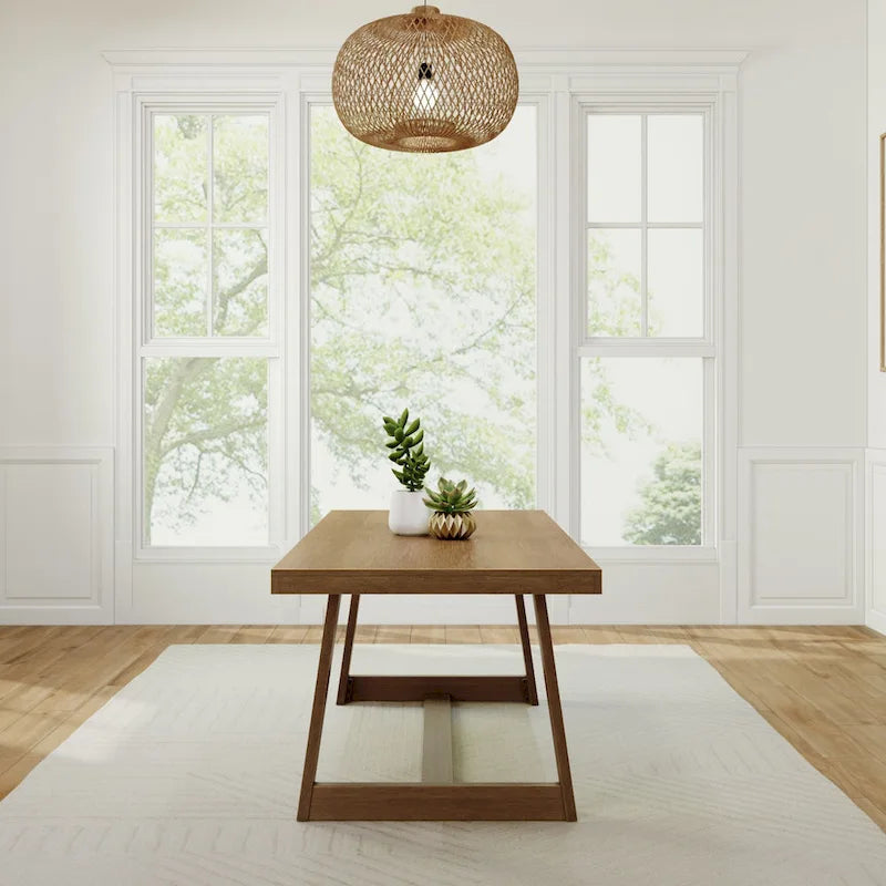 Table de salle à manger classique en bois massif, avec plateau et piètement - 72