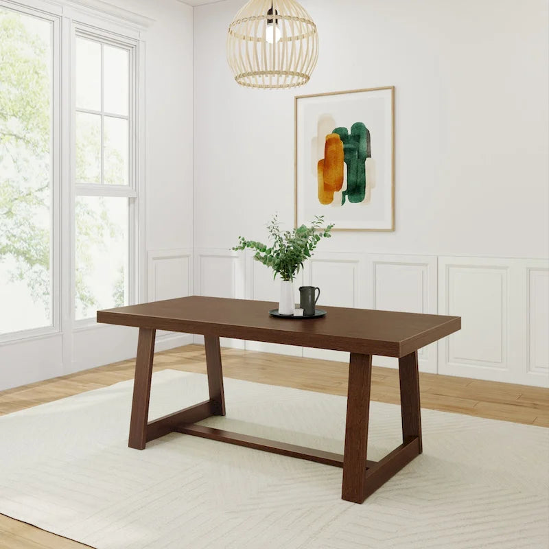 Table de salle à manger classique en bois massif, avec plateau et piètement - 72