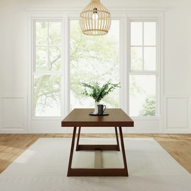 Table de salle à manger classique en bois massif, avec plateau et piètement - 72