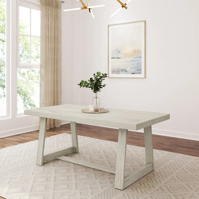 Table de salle à manger classique en bois massif, avec plateau et piètement - 72