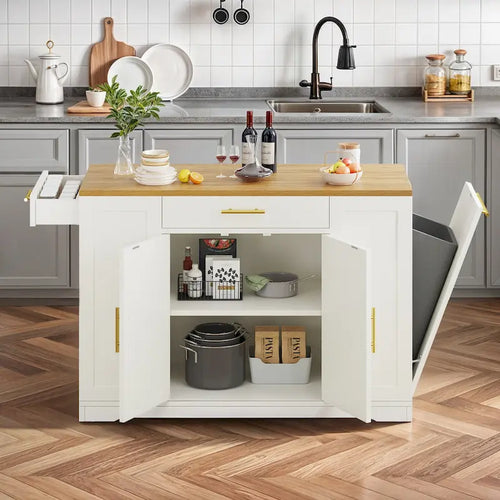Meuble de Rangement pour Îlot de Cuisine Roulant de 53 Pouces Chariot de Cuisine Mobile Portable
