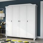 Armoire à 4 portes Kyle en bois massif 100 % avec portes en bois massif ou miroirs