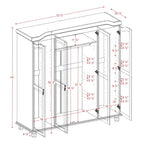 Armoire à 4 portes Kyle en bois massif 100 % avec portes en bois massif ou miroirs