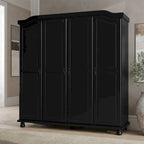 Armoire à 4 portes Kyle en bois massif 100 % avec portes en bois massif ou miroirs