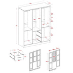 Armoire 3 portes Cosmo en bois massif à 100 % avec portes en bois massif ou portes miroir