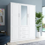 Armoire 3 portes Cosmo en bois massif à 100 % avec portes en bois massif ou portes miroir