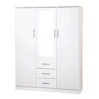 Armoire 3 portes Cosmo en bois massif à 100 % avec portes en bois massif ou portes miroir