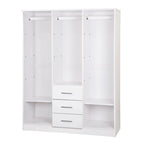 Armoire 3 portes Cosmo en bois massif à 100 % avec portes en bois massif ou portes miroir