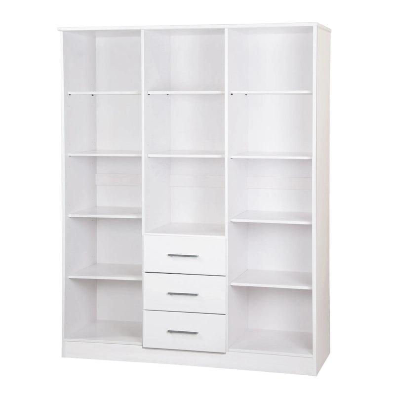 Armoire 3 portes Cosmo en bois massif à 100 % avec portes en bois massif ou portes miroir