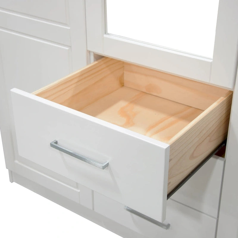 Armoire 3 portes Cosmo en bois massif à 100 % avec portes en bois massif ou portes miroir