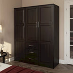 Armoire 3 portes Cosmo en bois massif à 100 % avec portes en bois massif ou portes miroir