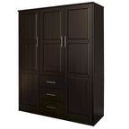 Armoire 3 portes Cosmo en bois massif à 100 % avec portes en bois massif ou portes miroir