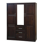 Armoire 3 portes Cosmo en bois massif à 100 % avec portes en bois massif ou portes miroir