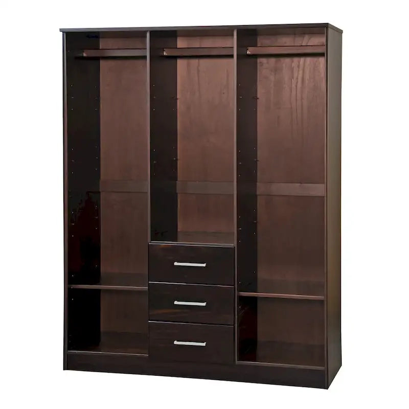 Armoire 3 portes Cosmo en bois massif à 100 % avec portes en bois massif ou portes miroir