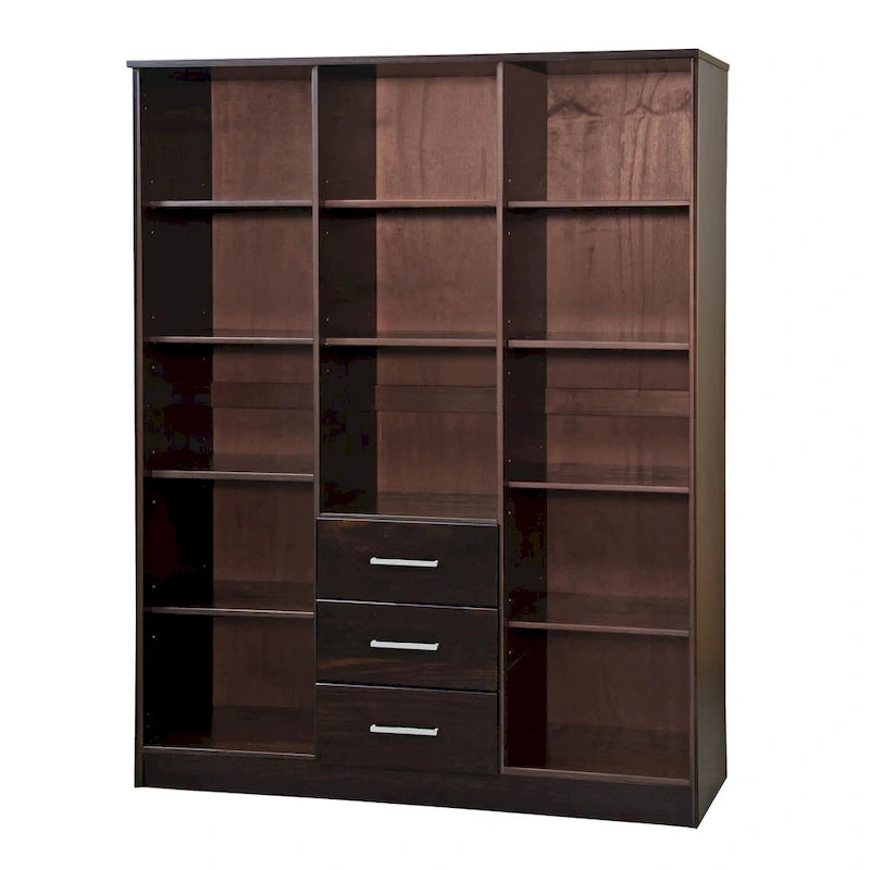 Armoire 3 portes Cosmo en bois massif à 100 % avec portes en bois massif ou portes miroir