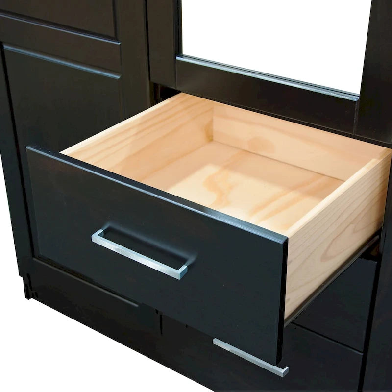 Armoire 3 portes Cosmo en bois massif à 100 % avec portes en bois massif ou portes miroir