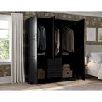 Armoire 3 portes Cosmo en bois massif à 100 % avec portes en bois massif ou portes miroir