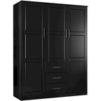 Armoire 3 portes Cosmo en bois massif à 100 % avec portes en bois massif ou portes miroir
