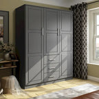 Armoire 3 portes Cosmo en bois massif à 100 % avec portes en bois massif ou portes miroir