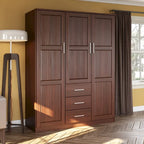 Armoire 3 portes Cosmo en bois massif à 100 % avec portes en bois massif ou portes miroir