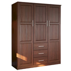 Armoire 3 portes Cosmo en bois massif à 100 % avec portes en bois massif ou portes miroir