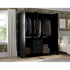 Armoire 3 portes Cosmo en bois massif à 100 % avec portes en bois massif ou portes miroir