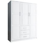 Armoire 3 portes Cosmo en bois massif à 100 % avec portes en bois massif ou portes miroir