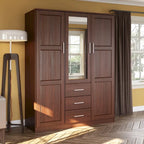 Armoire 3 portes Cosmo en bois massif à 100 % avec portes en bois massif ou portes miroir