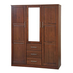 Armoire 3 portes Cosmo en bois massif à 100 % avec portes en bois massif ou portes miroir