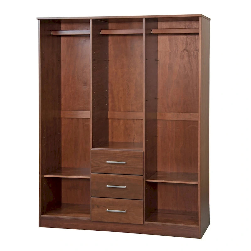Armoire 3 portes Cosmo en bois massif à 100 % avec portes en bois massif ou portes miroir