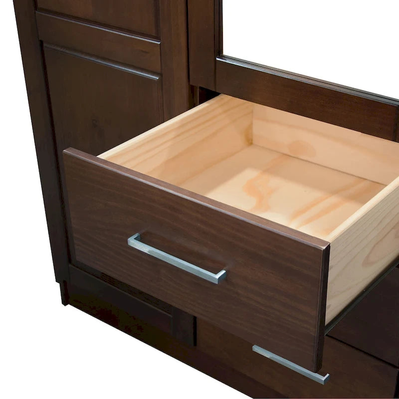 Armoire 3 portes Cosmo en bois massif à 100 % avec portes en bois massif ou portes miroir