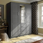 Armoire 3 portes Cosmo en bois massif à 100 % avec portes en bois massif ou portes miroir