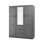 Armoire 3 portes Cosmo en bois massif à 100 % avec portes en bois massif ou portes miroir