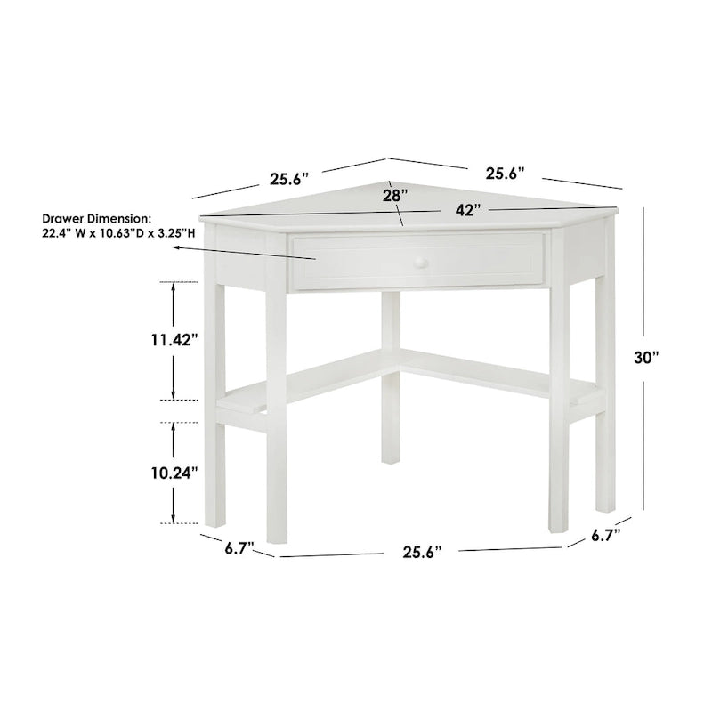 Bureau d'angle informatique Lincoln en bois massif/MDF