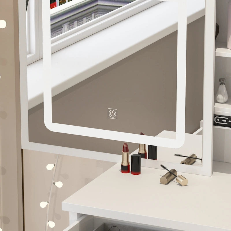 Coiffeuse de 39,4 po de large avec tabouret et miroir