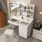 Coiffeuse de 39,4 po de large avec tabouret et miroir