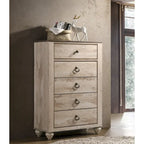 Collection de chambre à coucher 6 pièces King Imerland Contemporary Blanc délavé