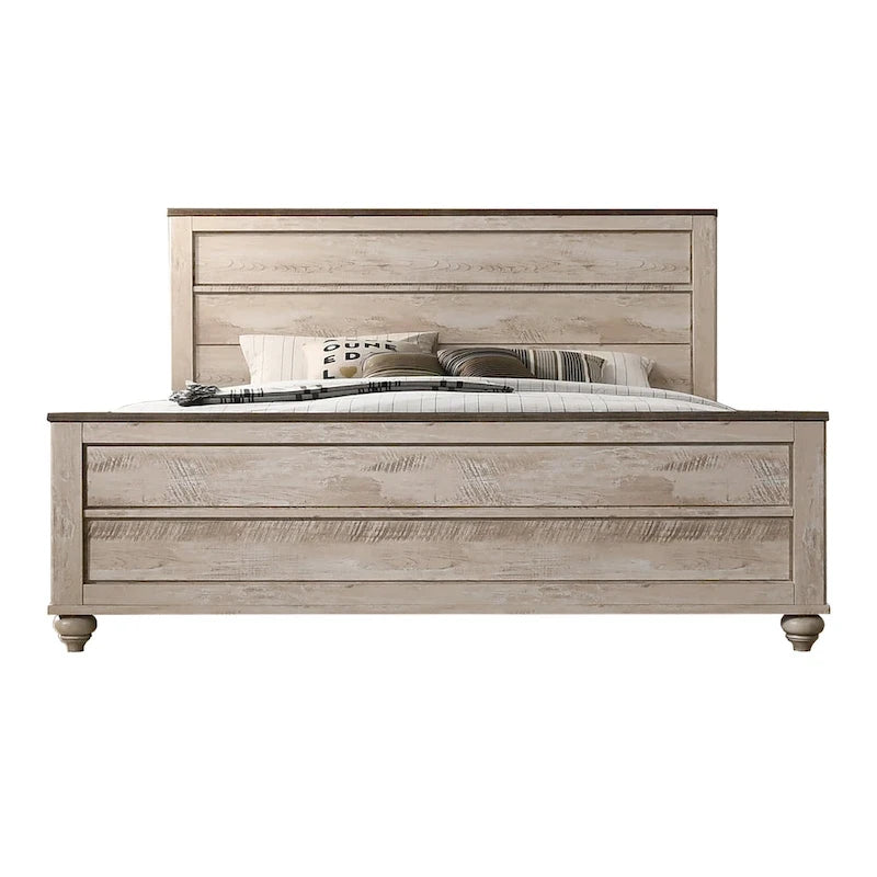 Collection de chambre à coucher 6 pièces King Imerland Contemporary Blanc délavé