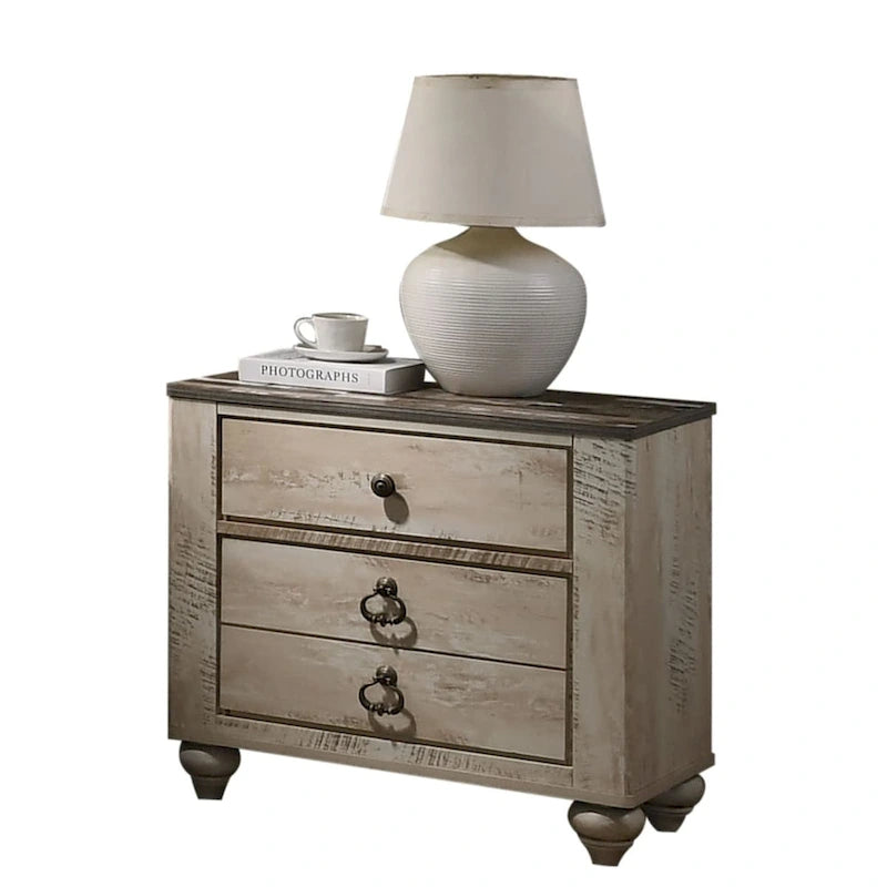 Collection de chambre à coucher 6 pièces King Imerland Contemporary Blanc délavé