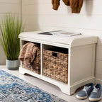 Banc de rangement tissé marron Euphemia - 34Lx16Px20H