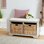 Banc de rangement tissé marron Euphemia - 34Lx16Px20H