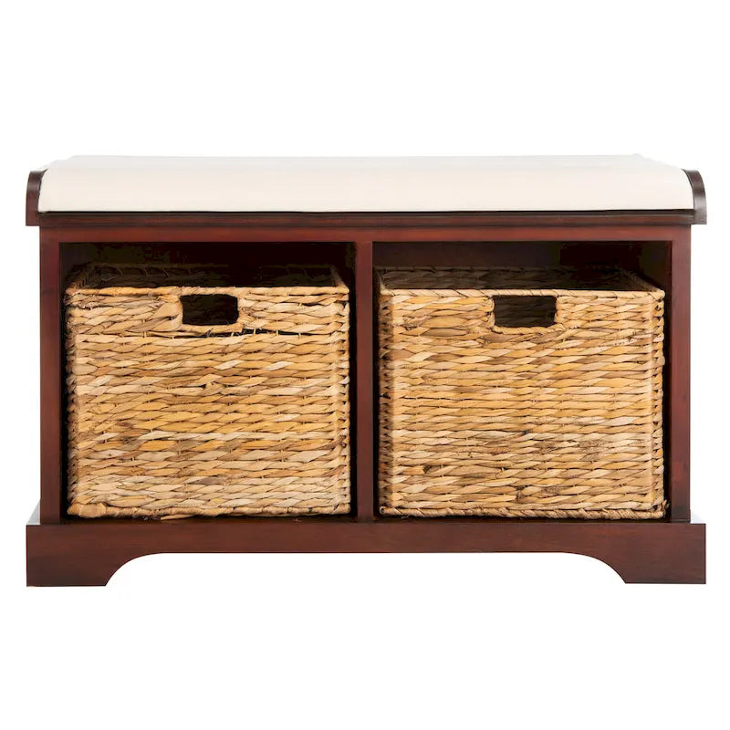 Banc de rangement tissé marron Euphemia - 34Lx16Px20H