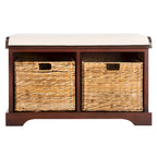 Banc de rangement tissé marron Euphemia - 34Lx16Px20H