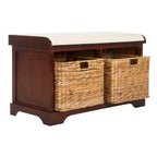 Banc de rangement tissé marron Euphemia - 34Lx16Px20H