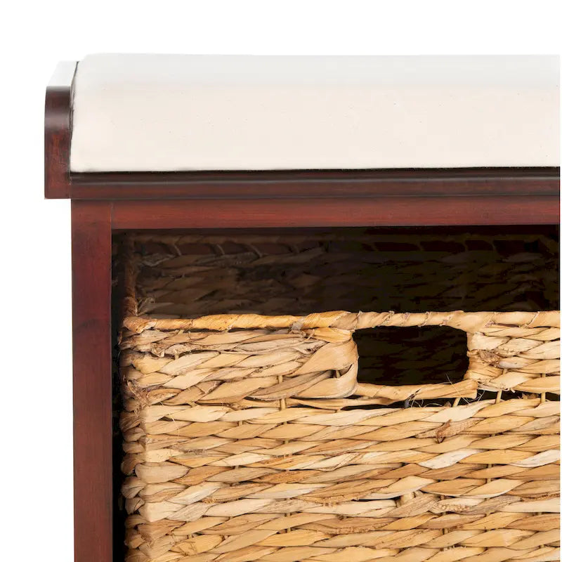Banc de rangement tissé marron Euphemia - 34Lx16Px20H