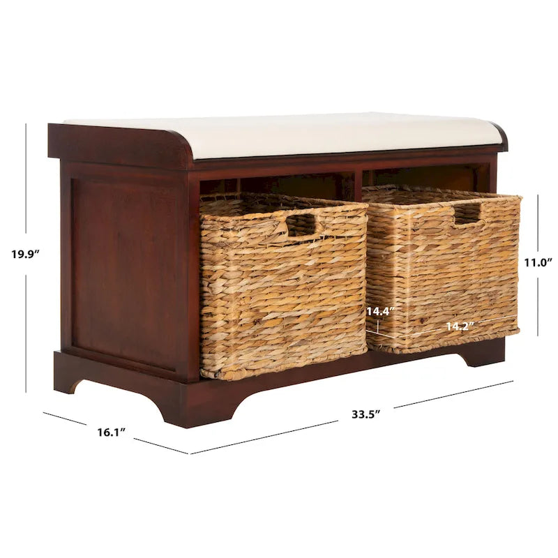 Banc de rangement tissé marron Euphemia - 34Lx16Px20H