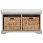 Banc de rangement tissé marron Euphemia - 34Lx16Px20H