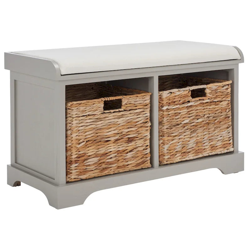 Banc de rangement tissé marron Euphemia - 34Lx16Px20H