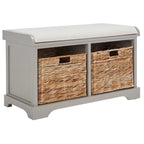 Banc de rangement tissé marron Euphemia - 34Lx16Px20H