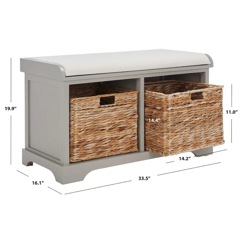 Banc de rangement tissé marron Euphemia - 34Lx16Px20H